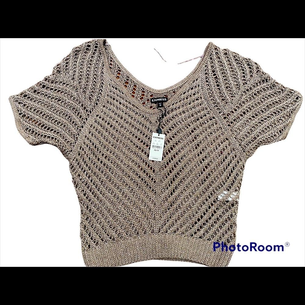 Express Women’s Crochet Open Stitch Dolman Top NWT Size XS!